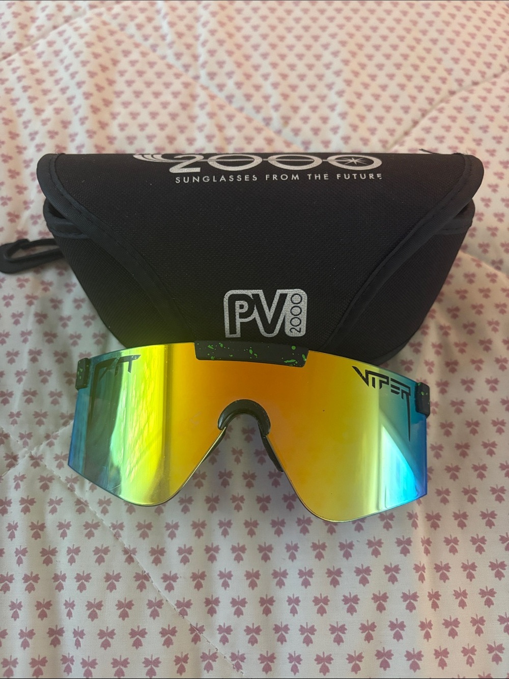 Pit Viper Viper 2000 Mirrored Yellow Green Blue Shield Sunglasses